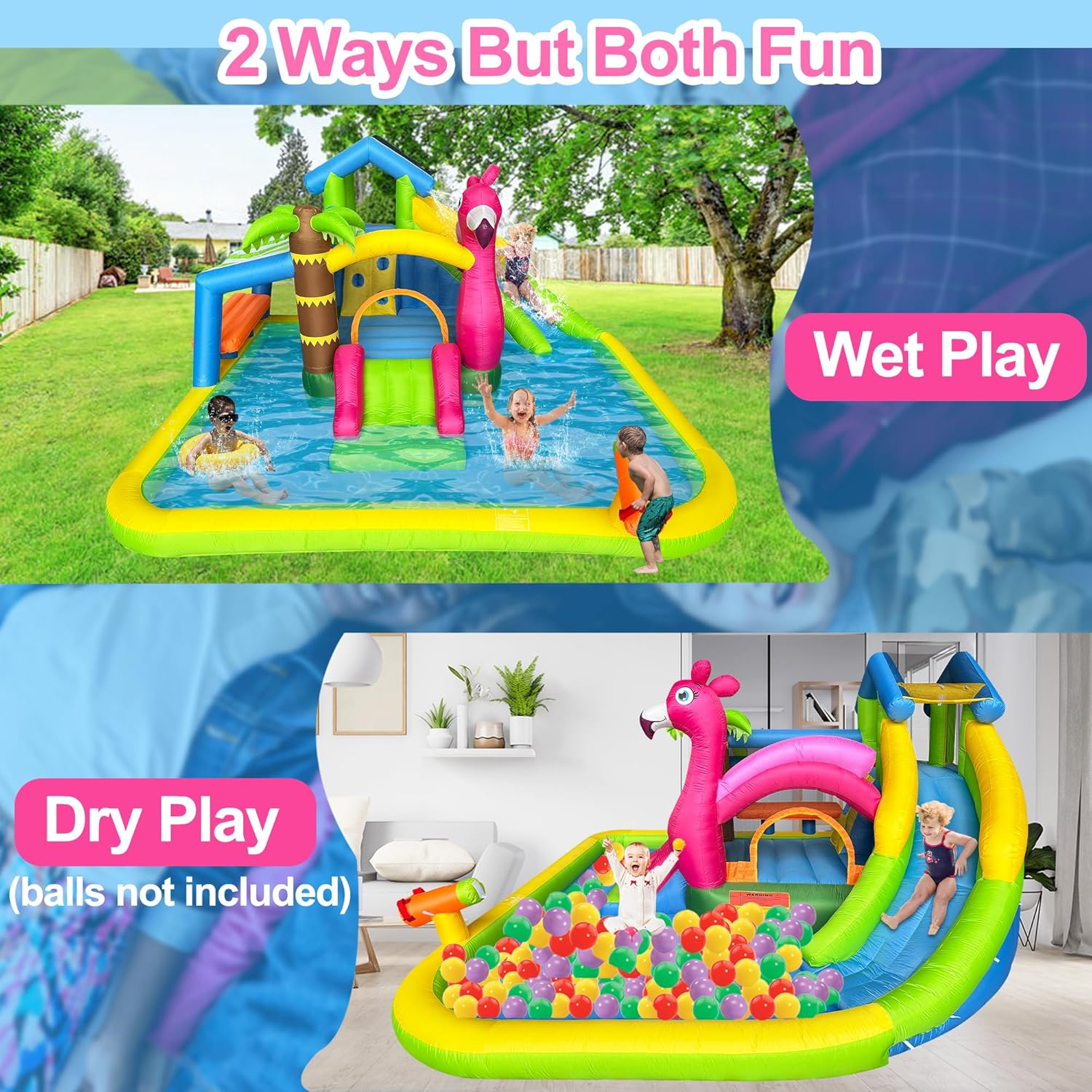 Inflatable Water Slide Flamingo Bounce House Water Park image number 4