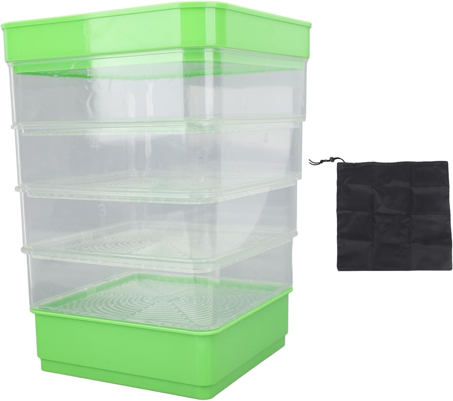 Stackable Sprouter Kit 4 Tier, Seedling Starter Tray with Lid, Wheatgrass Seeds Grower Storage Trays, Microgreens Growing Trays Nursery Tray Seed Germination Tray (With Sunshade) image number 6
