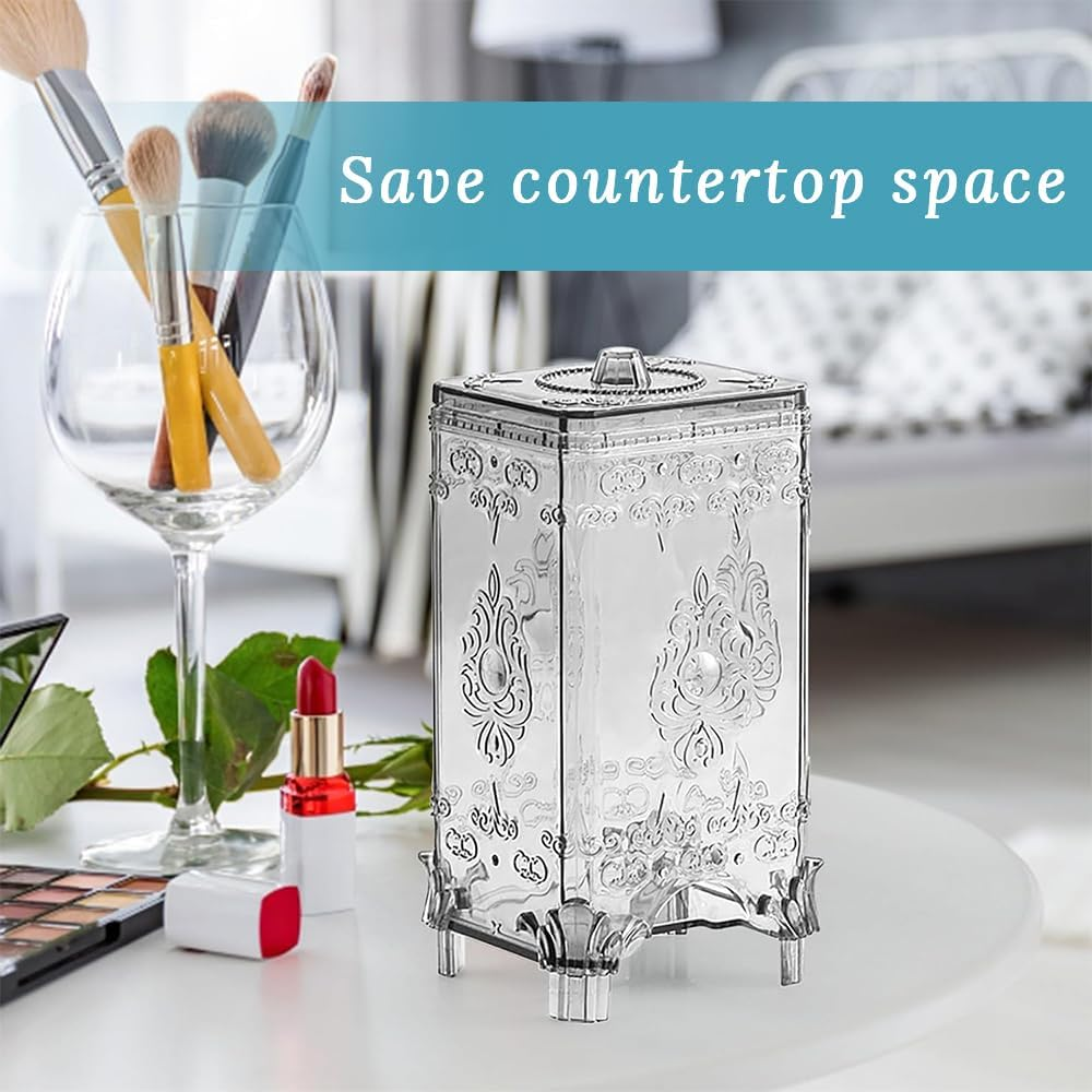 Cotton Pad Dispenser Container,Translucent Storage Box Organizer,Plastic Makeup Remover Pad Box Case, with Lid,Makeup Storage and Dustproof,For Bathroom Vanity Countertop(Grey)