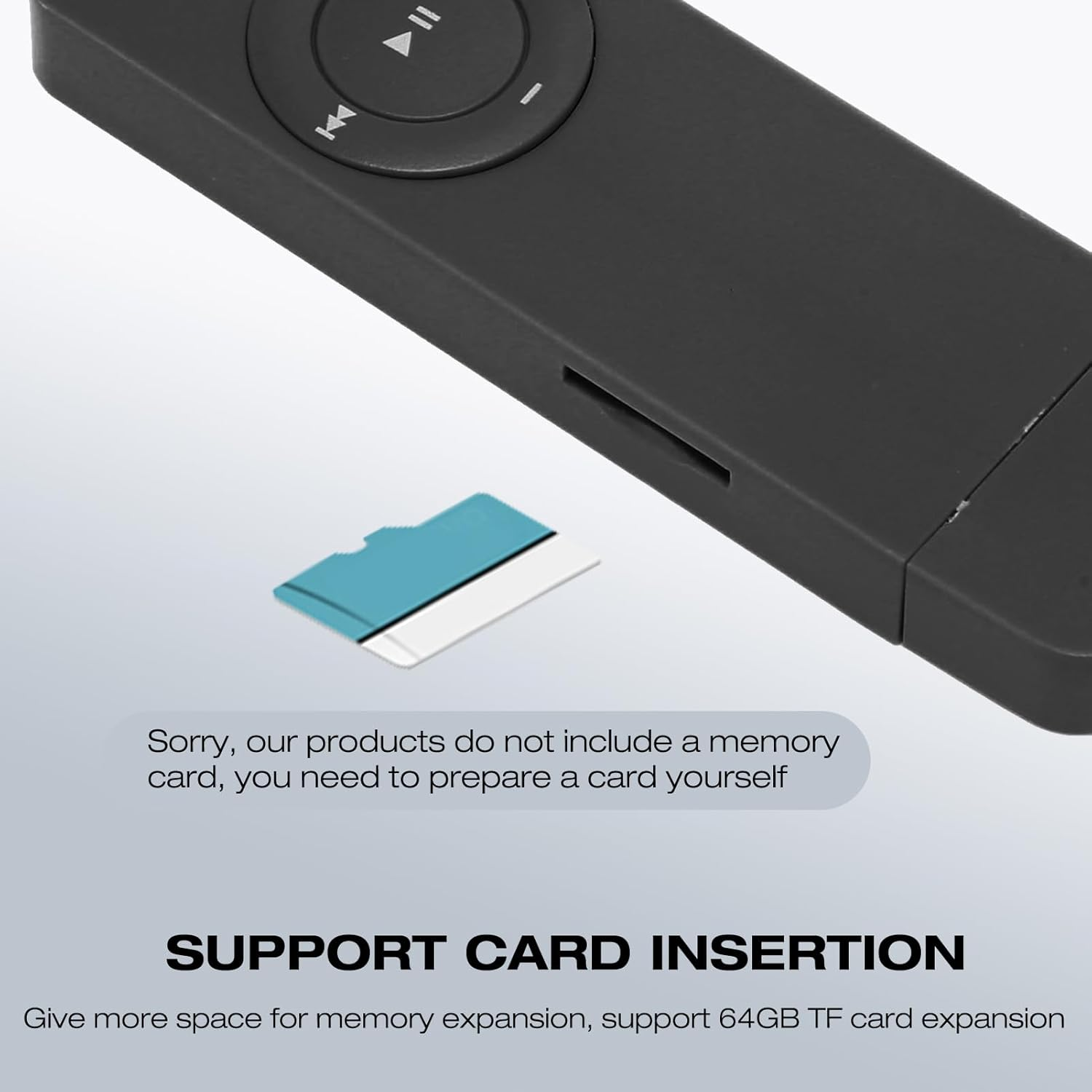 MP3 Player, Support up to 64GB No Data Cable Required Mini Music Player with 3.5Mm Earphones, Lossless Sound Long Battery Life Portable Music Player for Students Running Travel(Black) - Blue image number 3