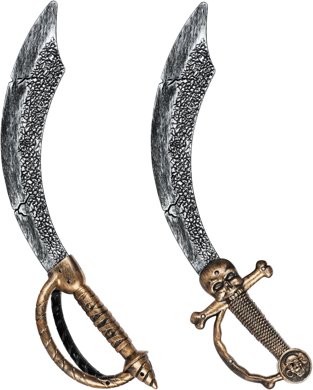 2Pcs Pirate Sword,18" Plastic Toy Sword for Kids,Pirate Costume Accessories for Adult Halloween Cosplay,Party Dress-Up Brown image number 1