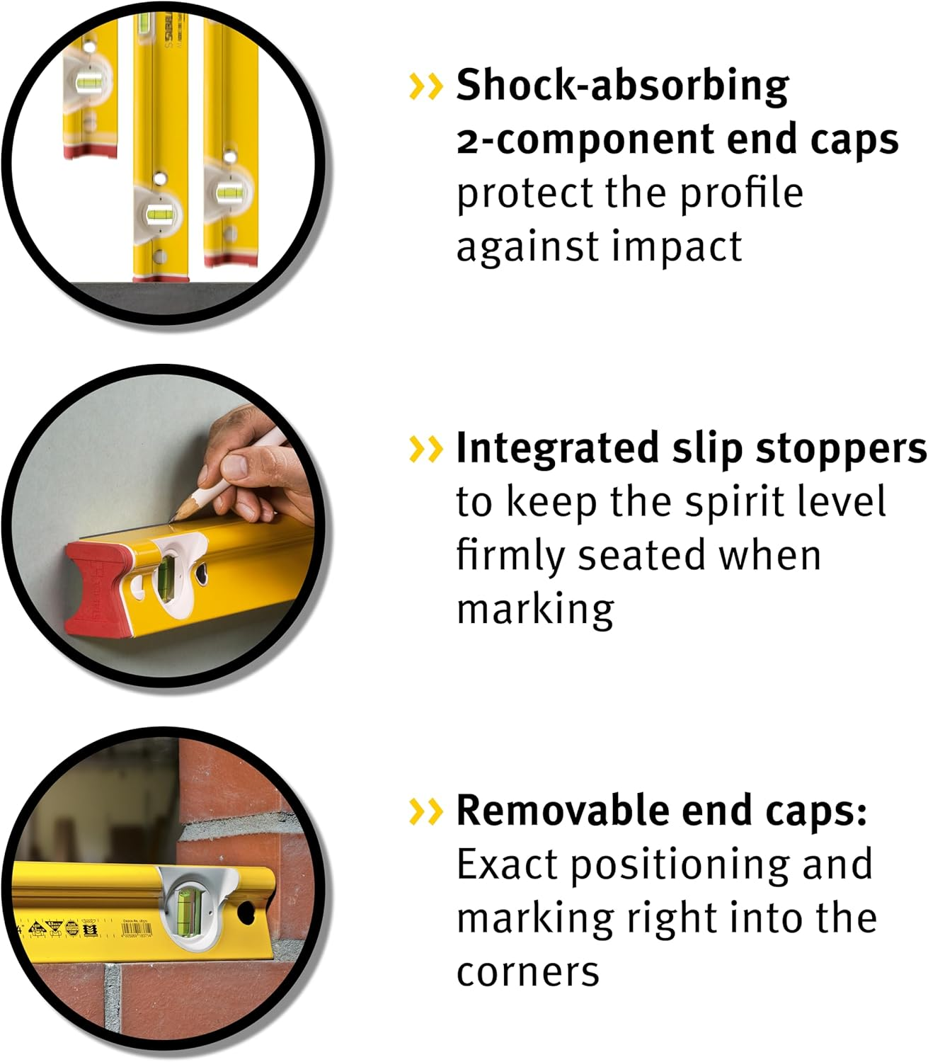 Stabila 18371 R-TYPE 60Cm Spirit Level, Yellow/Black image number 2