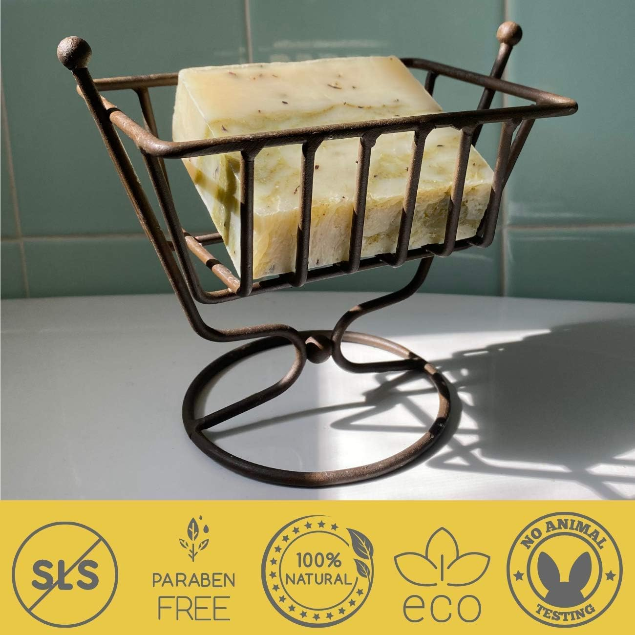 The Yellow Bird Peppermint Tea Tree Soap Bar. Made in USA with All Natural & Organic Ingredients. Pure Essential Oils. Sensitive Skin Body & Face Soap. image number 3