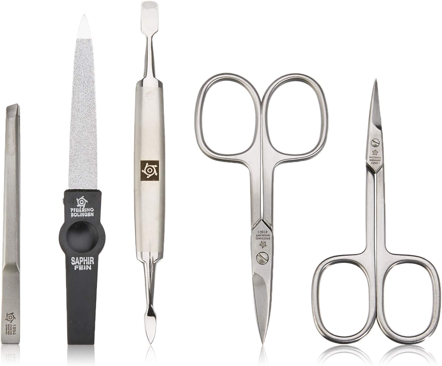 Pfeilring RH 5-Piece Manicure Case Nappa Leather Brown Inox Stuffing in Box image number 1