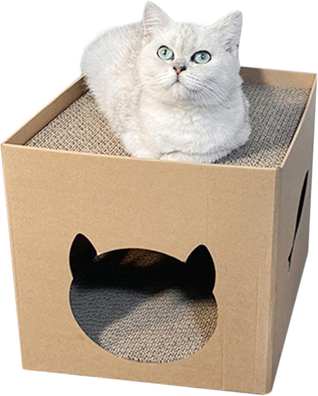 Cardboard Cat House - Indoor Cats Scratching House,Cat House with Scratching Pad, Cat Scratching House, Scratcher Box, Cat House for Sleeping image number 6