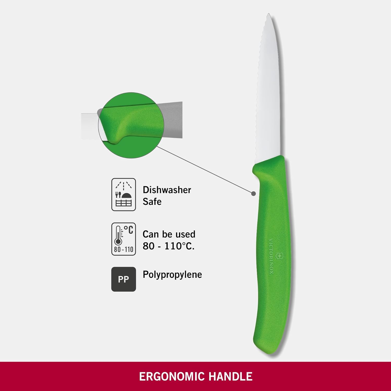 Victorinox Swiss Classic Wavy Edge Paring Knife, Pointed Tip, Green, 6.7636.L114 image number 5