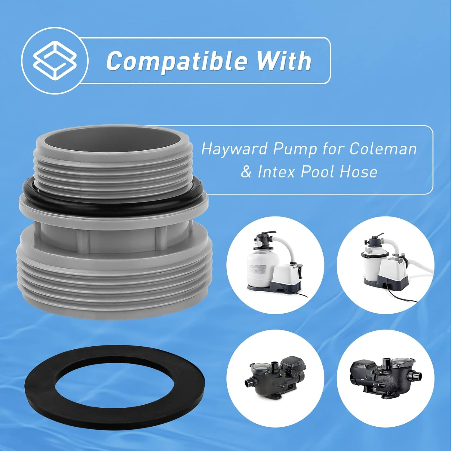 Hose Conversion Adapters Kit Compatible with Intex Coleman 4560 40Mm to 1 1/2 Inch Conversion Kit for Hayward Intex Pool Hose Connector Pool Pump Sand Filter above Ground Pools Part