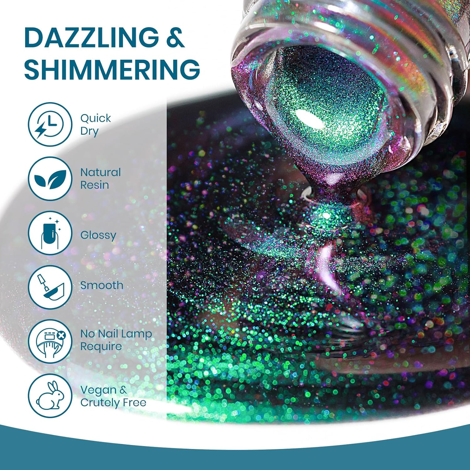 SUPWEE 9D Cat Eye Nail Polish - 16Ml Air Dry Magnetic Nail Polish with Magnet Stick, Holographic Galaxy Effect Chameleon Color Easily DIY Unique Nails Art