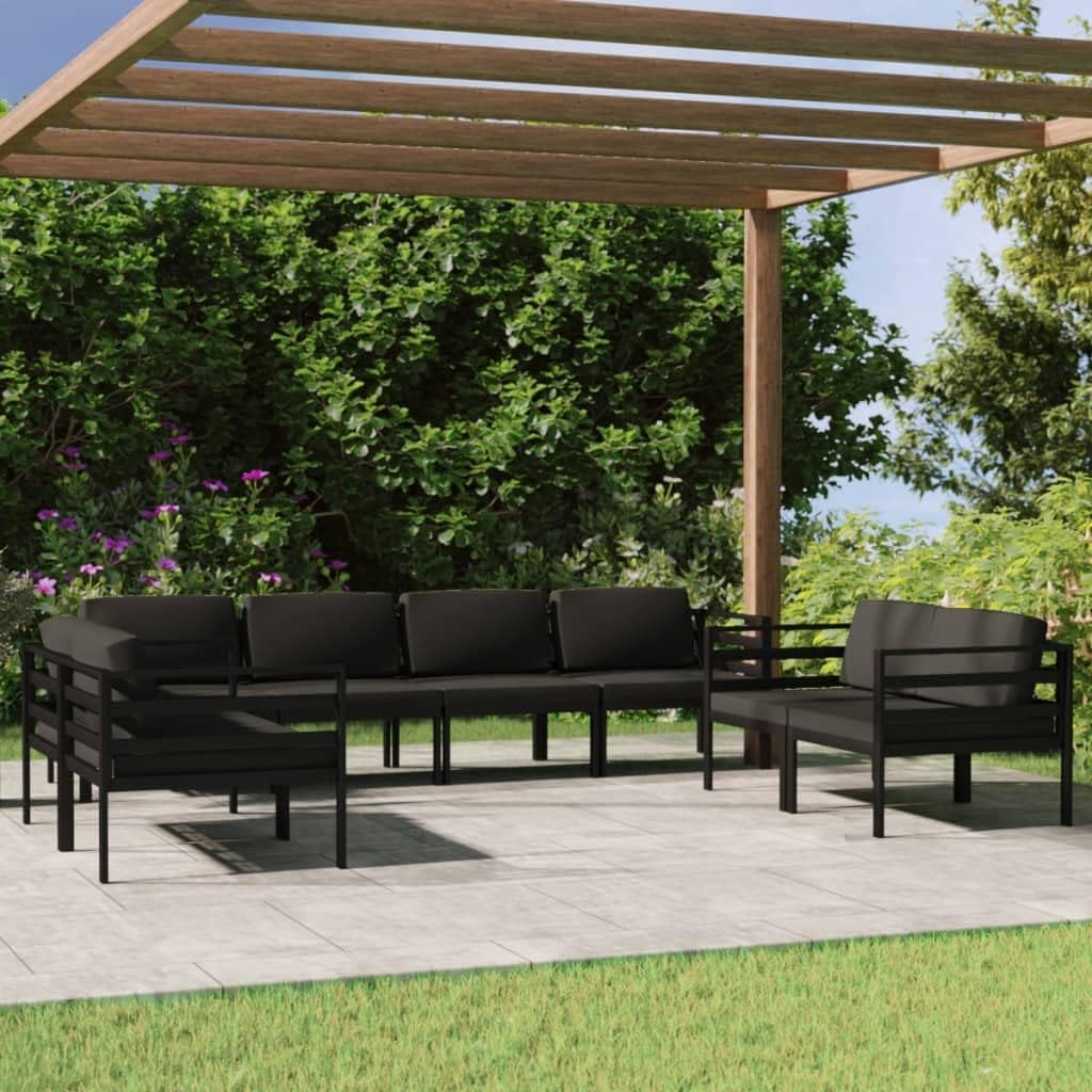 Vidaxl 5-Piece Garden Lounge Set, Outdoor Aluminium Furniture with Cushions, Modular Design, Weather-Resistant, Stylish & Comfortable, Anthracite. image number 4