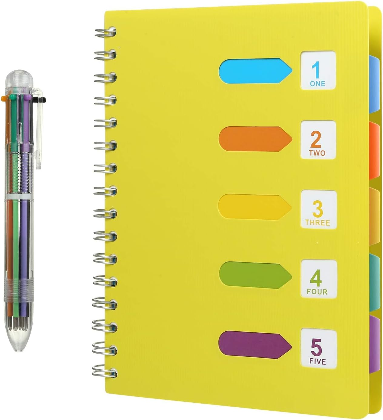 Spiral Notebook, A5 Notebook with Index, Notebooks with Pen, Hardcover Notebook, A5 Spiral Notebook, Journal Notebook, Spiral Journal, Subject Notebook for Work,Students, Office, Home,Writing Planner