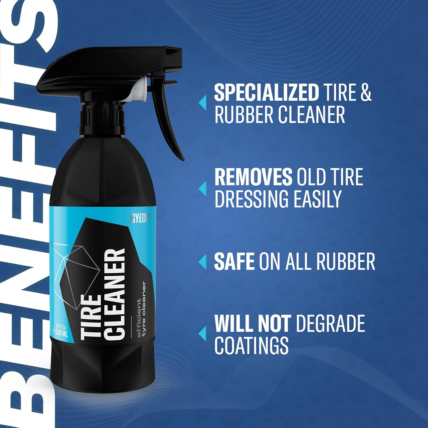 GYEON Quartz Q&sup2;M Tirecleaner - Tire and Rubber Cleaner - Remove Old Tire Shine and Dressings Easily - Deep Clean Tires and Rubber - Safe on All Wheel and Tire Finishes 400Ml image number 2