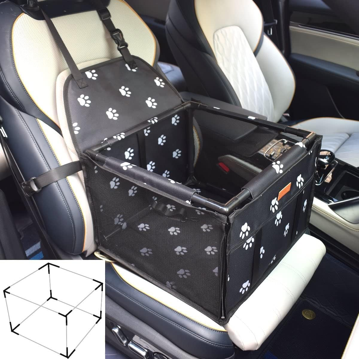 ZANZER Waterproof Pet Dog Car Seat Booster Carrier with Seat Belt Harness Restraint for Puppy Cat Travel image number 3