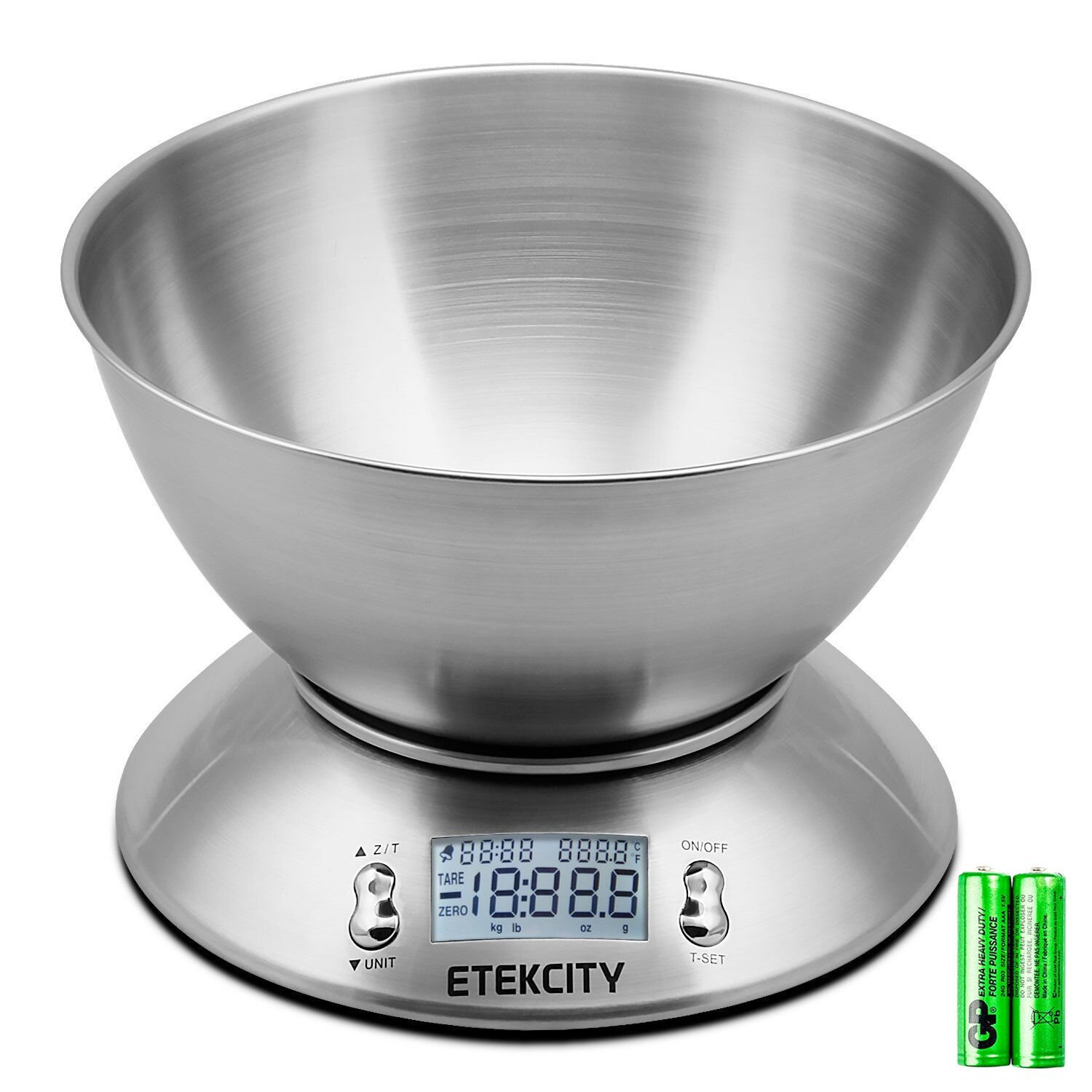 Etekcity 0.1G Food Scale, Bowl, Digital Grams and Ounces for Weight Loss, Dieting, Baking, Cooking, and Meal Prep, 11Lb/5Kg, Stainless Steel Black