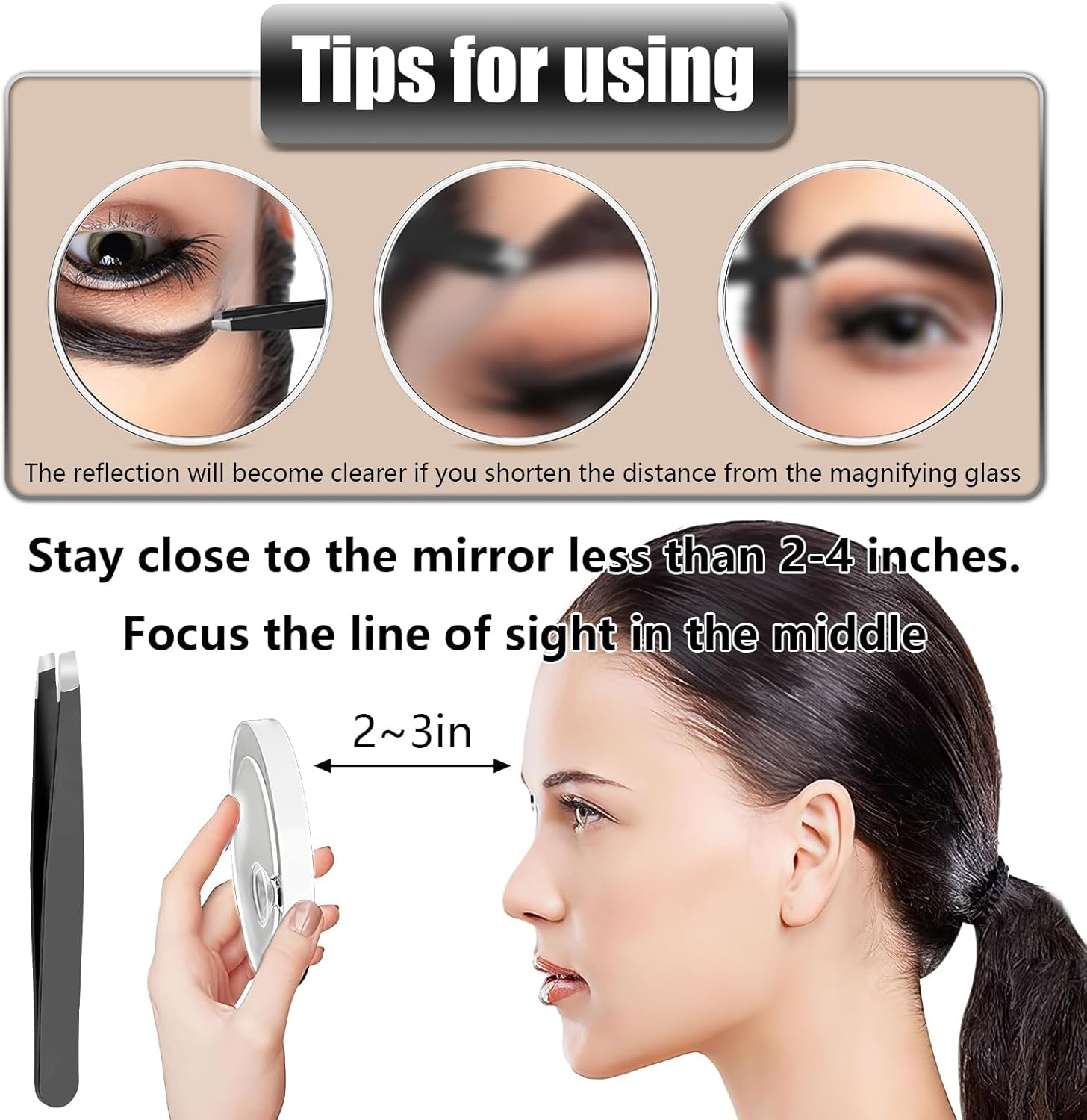 30X Magnifying Mirror, 3.4 Inch Magnifying Makeup Mirror, Travel Magnifying Mirror for Eyes Makeup, Eyebrow Tweezing, Shaving (White) image number 6