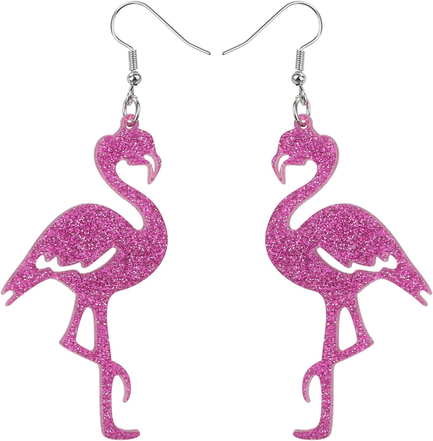 Flamingo Earrings for Women, Alloy Pink Flamingo Dangle Earrings Fashionable Bird Jewelry Gifts for Daily Wearing Summer Beach Tropical Party image number 2