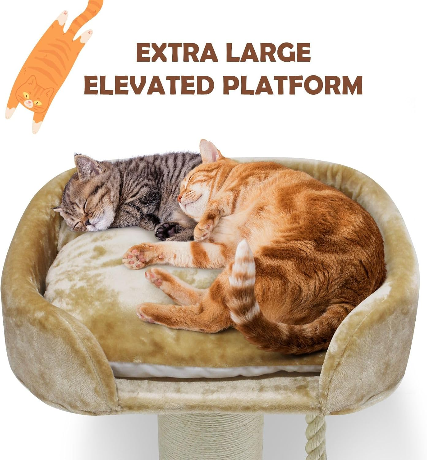 Pet Scene 98Cm Tall Cat Scratching Post Perch Bed Kitten Climbing Tower Tree Play Gym Scratcher Wooden Pet Furniture House Stand Dangling Sisal Rope image number 5