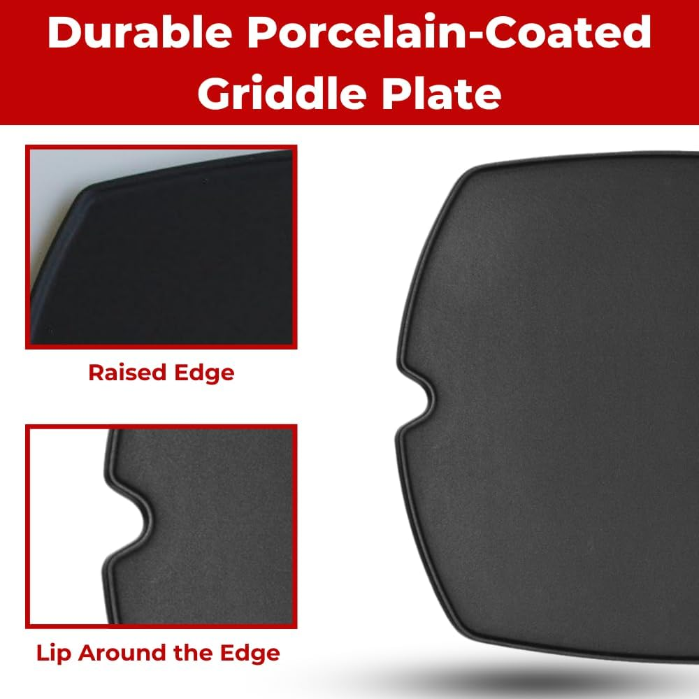 CAMPAQUIP Cast Iron Half Griddle Plate | Fits Weber Baby Q Series | Q100 | Q120 | Q1000 | Q1200 | Matt Porcelain Enamel | Flat Grill Pan Accessory | Easy to Clean | NOT for N Series image number 3