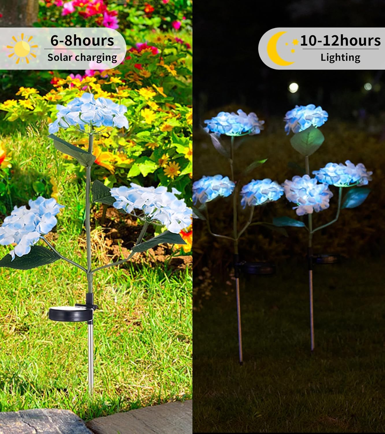 Slotlien Solar Garden Lights, 2 Pack Solar Flower Light, Waterproof Solar Powered Lights, Garden Yard Light Flower, Solar Flower Outdoor for Patio, Yard (Blue) - Blue image number 2