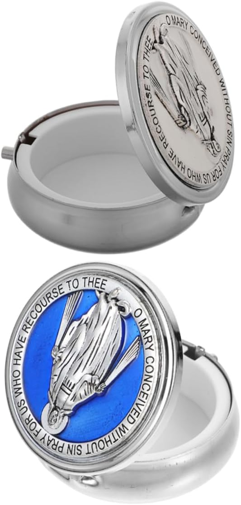 2Pcs Rosary Box Metal Religious Keepsake Chest Catholic Storage Box for Beads Confirmation for Beads Religious Souvenir Chest image number 1