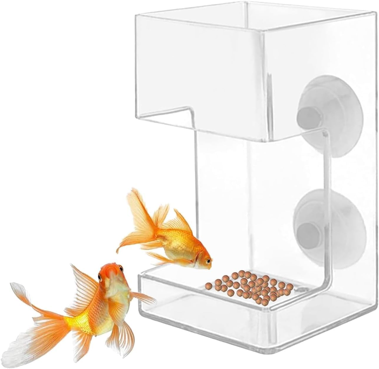 Clear Acrylic Fish Feeder with Suction Cup, Mess-Free Feeding Tray and Tube for Betta, Shrimp and Aquarium, Keeps Tank Water Clean image number 1