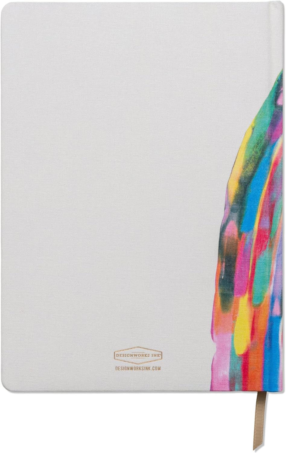 Designworks Ink Love Is Love Colorful Rainbow Abstract Art 7.5" X 10.25" Jumbo Journal Notebook with Cloth Cover, Gold Accents, Lined Pages, Ribbon Marker for Work, Writing, Journaling image number 5