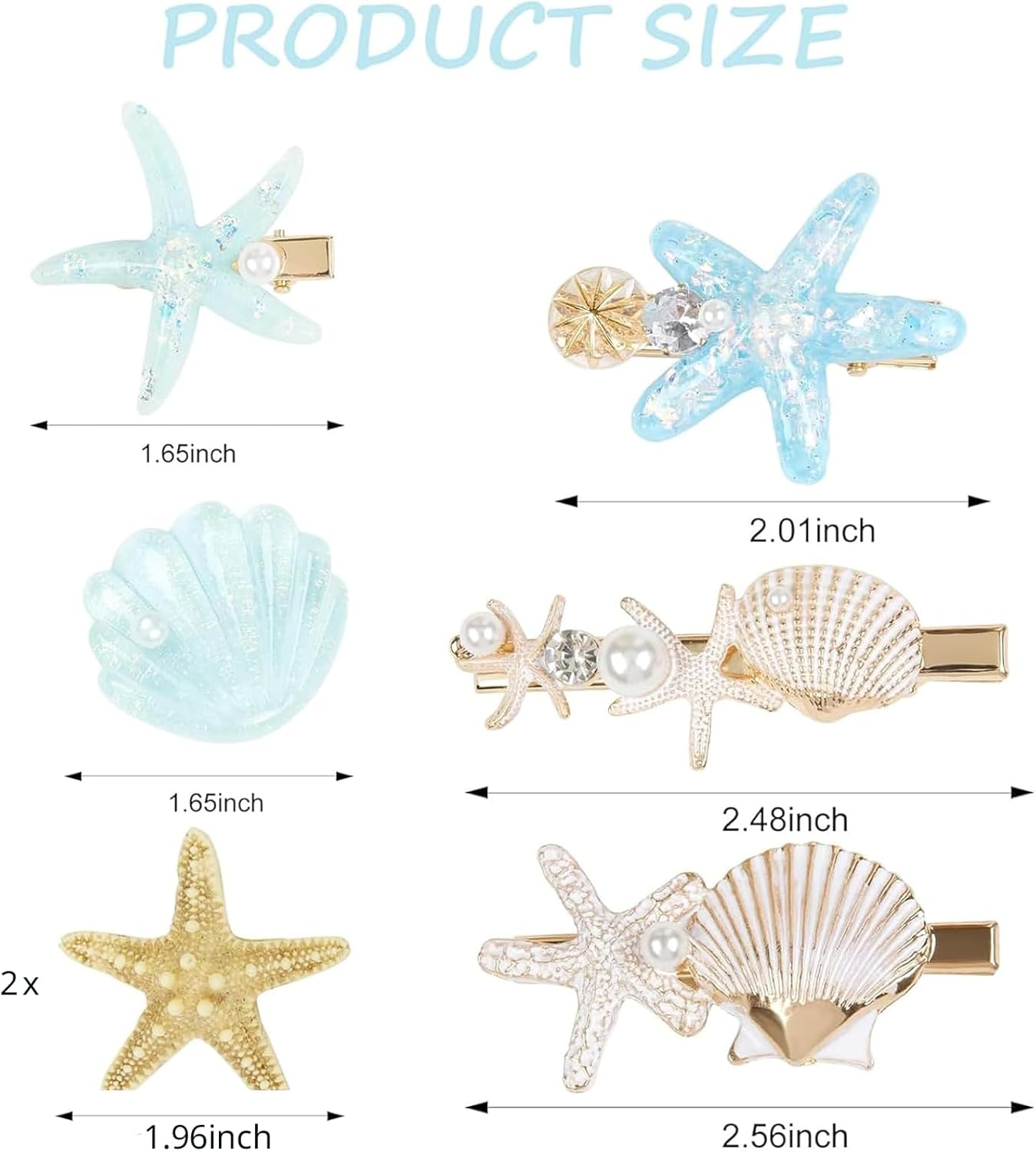 Yeanifeana 7-Piece Set Mermaid Hair Clips, Shell Pearl Starfish Alligator Clips, Waterproof Resin Mermaid Accessories for Women Girls, Beach Party Favors Gifts image number 1
