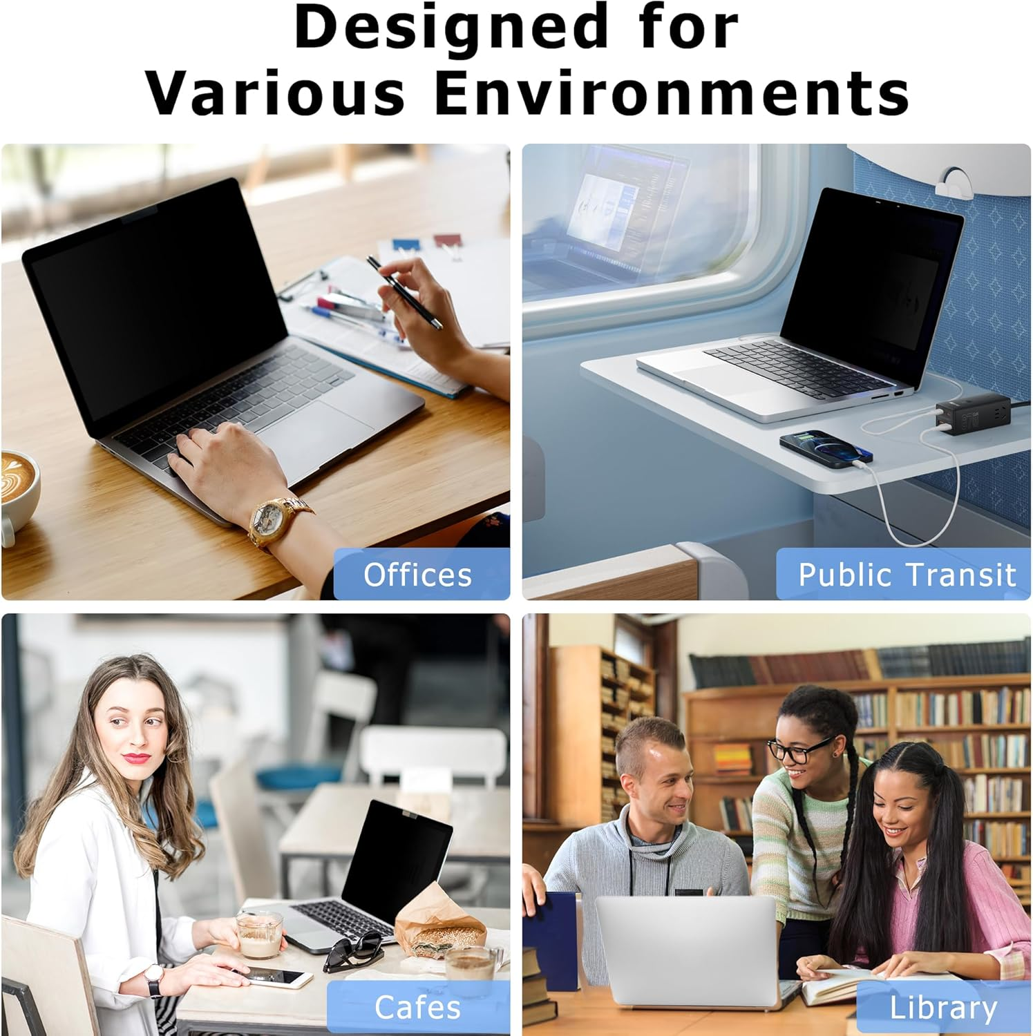 Adeway Privacy Screen for Macbook Air 15 Inch (2023&ndash;2025, M2, M3, M4), Anti-Spy, Magnetic Attachment with Nano Adhesive, Blue Light Reduction & Anti-Glare, Ideal for Office and Travel Use image number 2