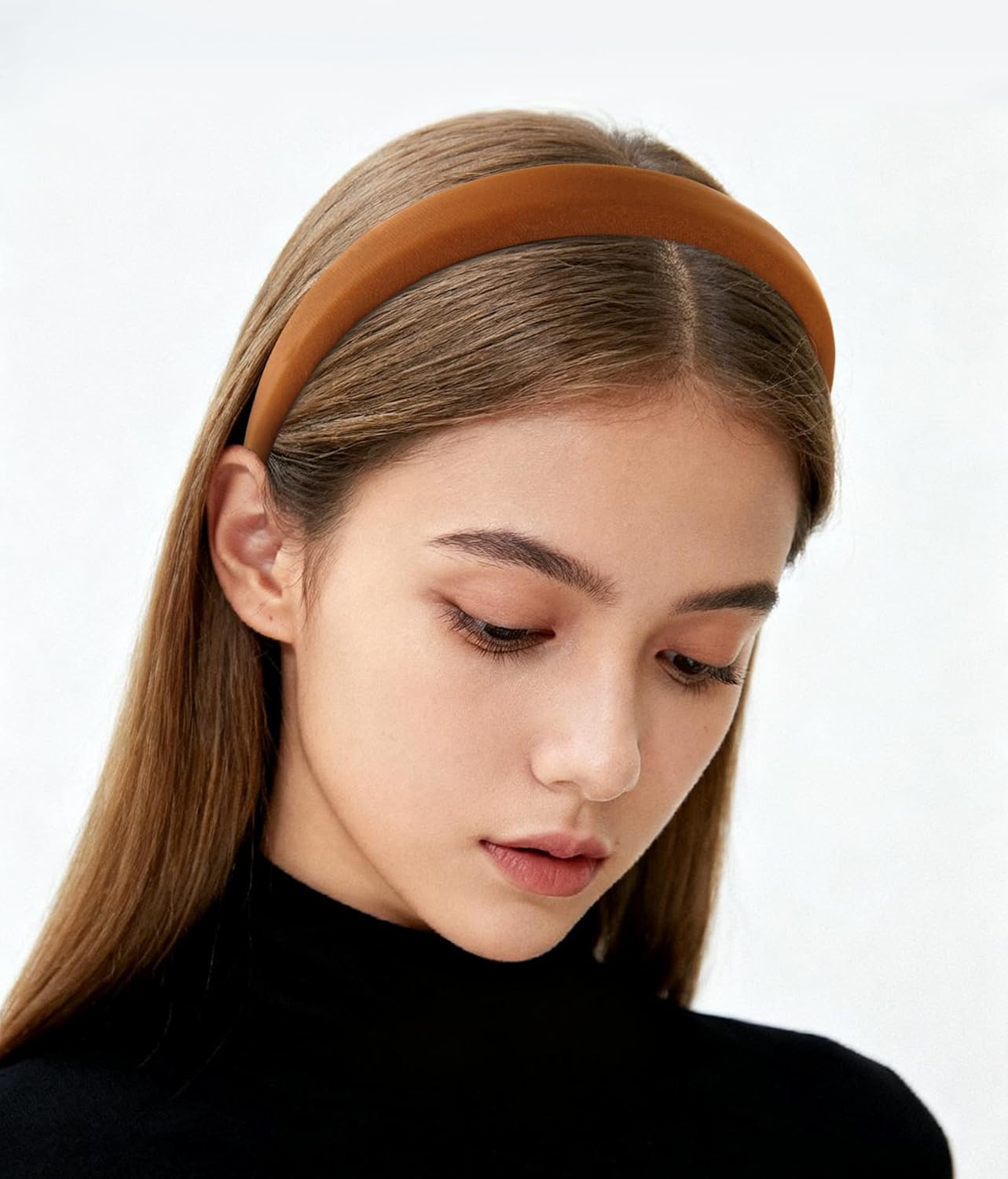 Axy Headband with Fabric Padded Candy Colours - Beautiful Headband Hair Accessories Hair Band HRK7 (Orange Brown) image number 6