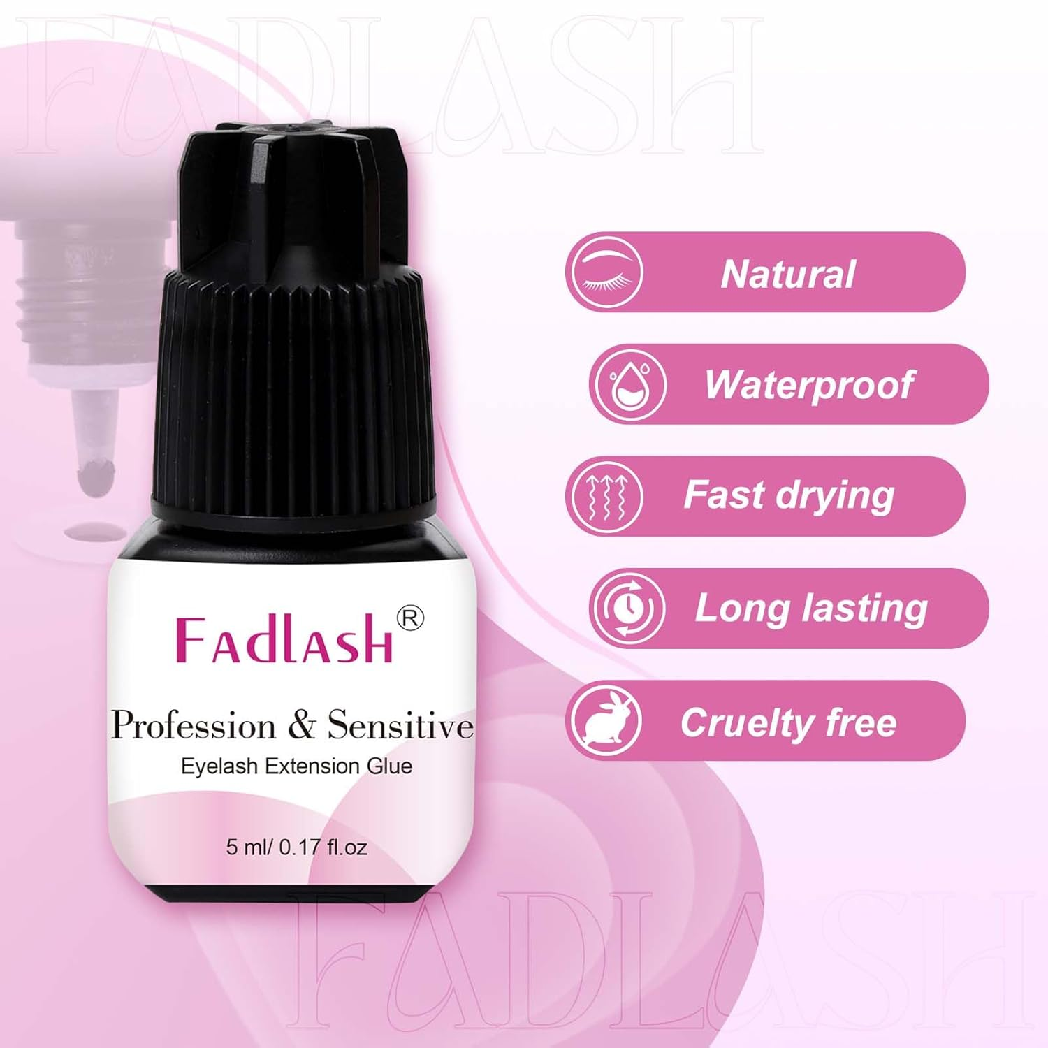 FADLASH Eyelash Extension Glue 5Ml 1S Dry Time 8 Weeks Retention Extra Strong Lash Extension Glue Waterproof Eyelash Bond Professional Use Only image number 3