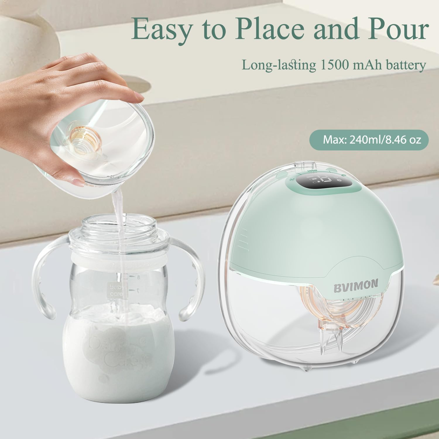 Wearable Breast Pump, Hands Freeelectric Breast Pump with Longer Battery Lifeled Display, Portable Low Noise Leakproof, 3Modes 12 Adjustable Levels, Comfortable Flangeinserts,Wearable Breast Pump (1) image number 4