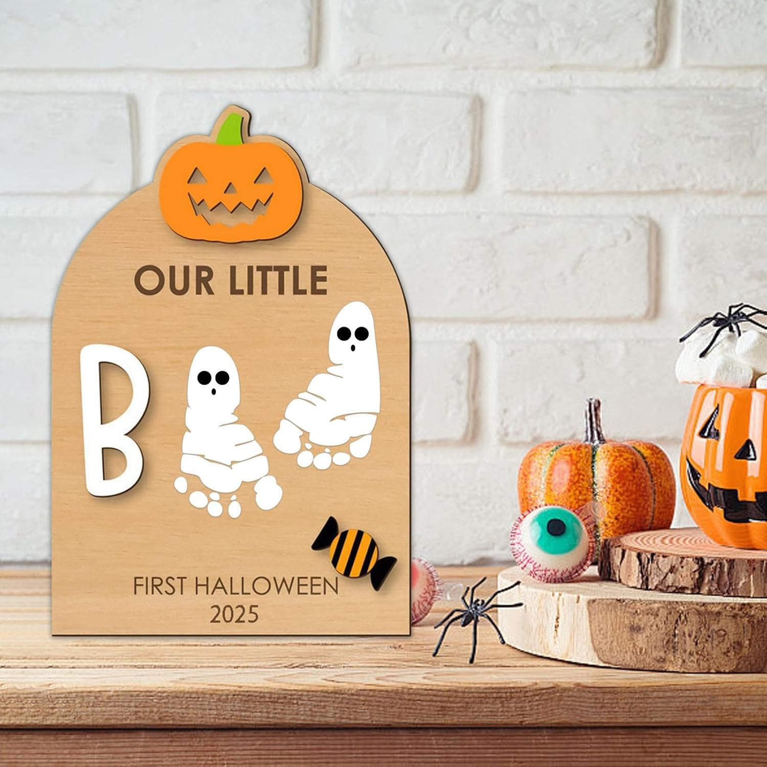 Lmyit Baby Hand and Footprint Kit - Halloween Footprint or Handprint Art Sign - Craft Pad Print Ornament Hand Keepsake for Birth Nursery Shower Family Parents Kids Father Christmas Halloween image number 3