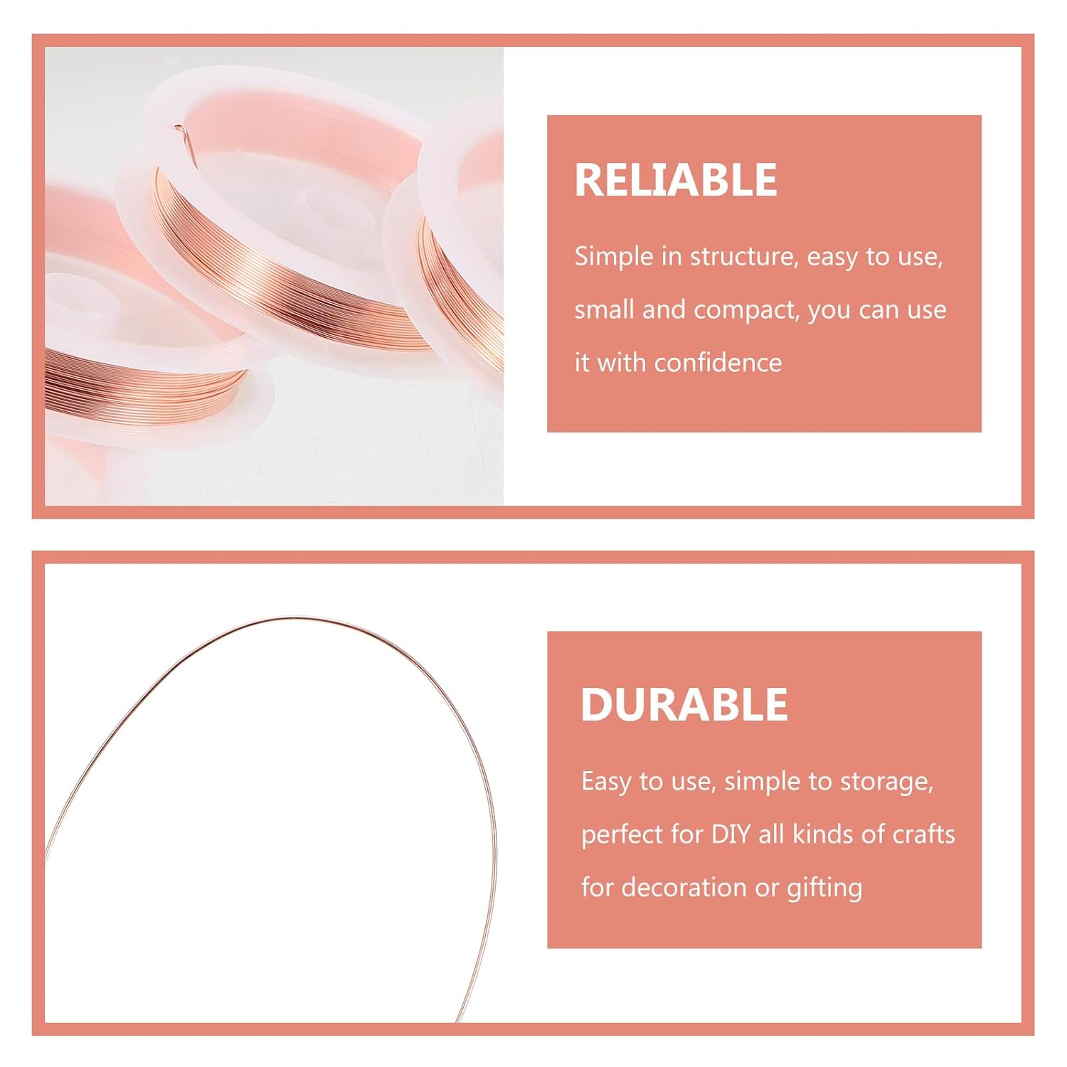 5Rolls DIY Craft Copper Wire for Handmade Jewelry Making and Crafting Flexible and Durable Copper Wire for All Your Creative Projects image number 3