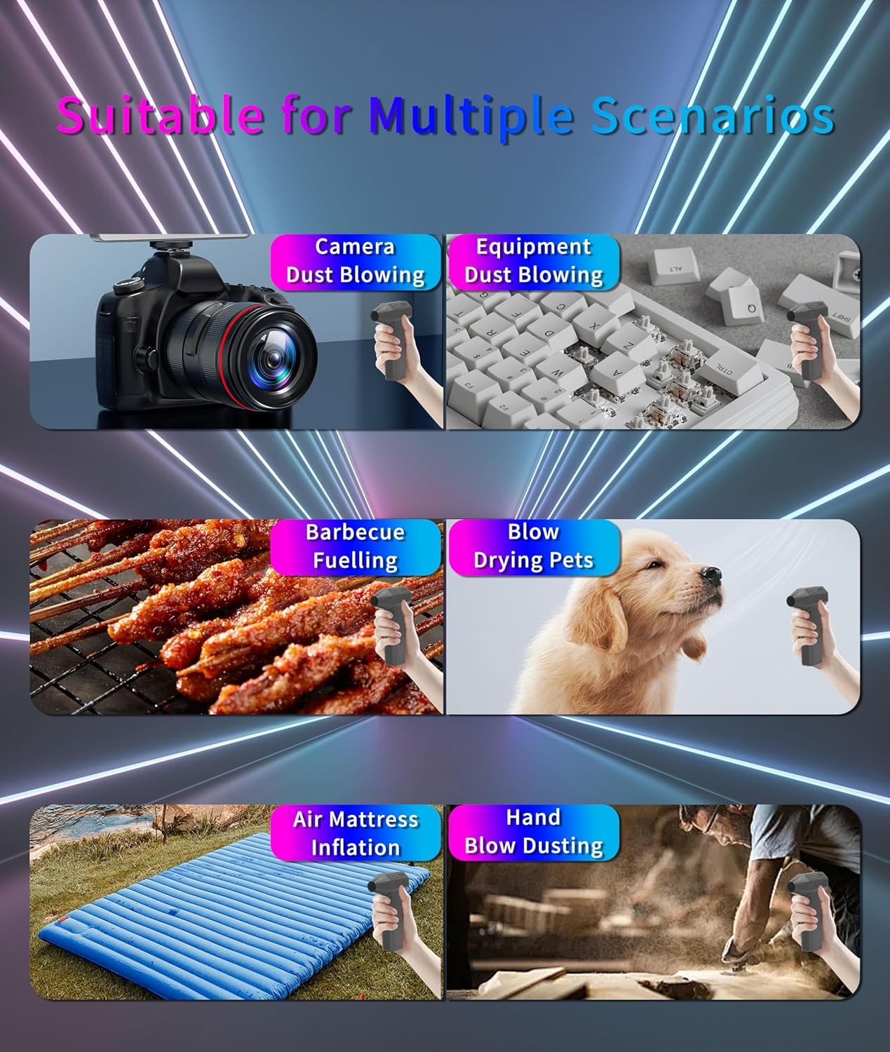 Jet Dry Mini Blower, 130000 RPM Portable Mini Jet Blower with 3 Adjustable Speeds, Type-C Rechargeable Cordless Air Blower Car Dryer for Car, Computer, Keyboard, Lens image number 1