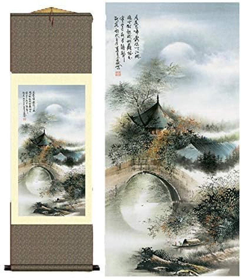 Atfart Beautiful Scroll Wall Hanging,Autumn in Huangshan (39 Inches X 12 Inches).