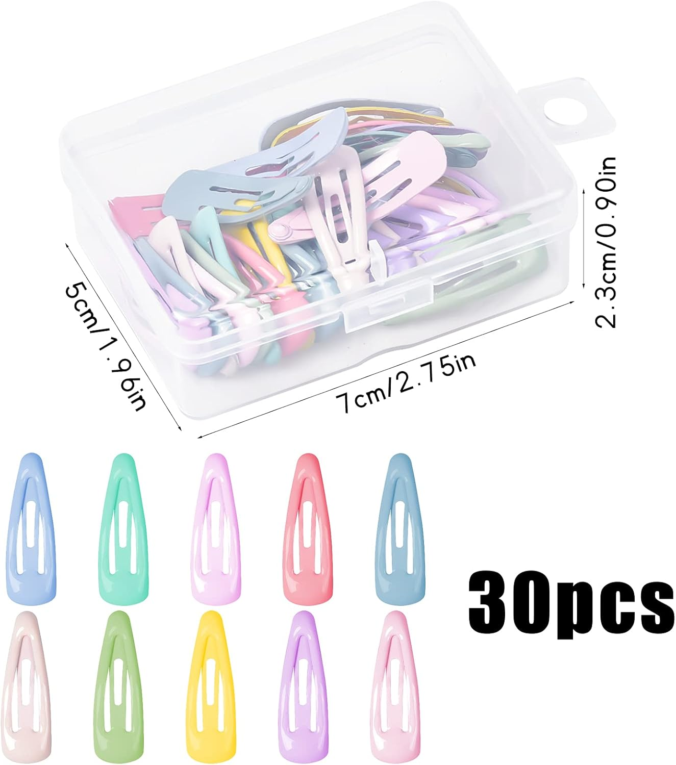 Girls Hair Clips 30 Pieces No-Slip Metal Hair Clips, Colorful Snap Barrettes for Girls, Drop Shape Clips, Candy Color Hair Barrettes Mini Sleepy Clips, for Toddler, Kids, Teens, Girls, Women image number 3