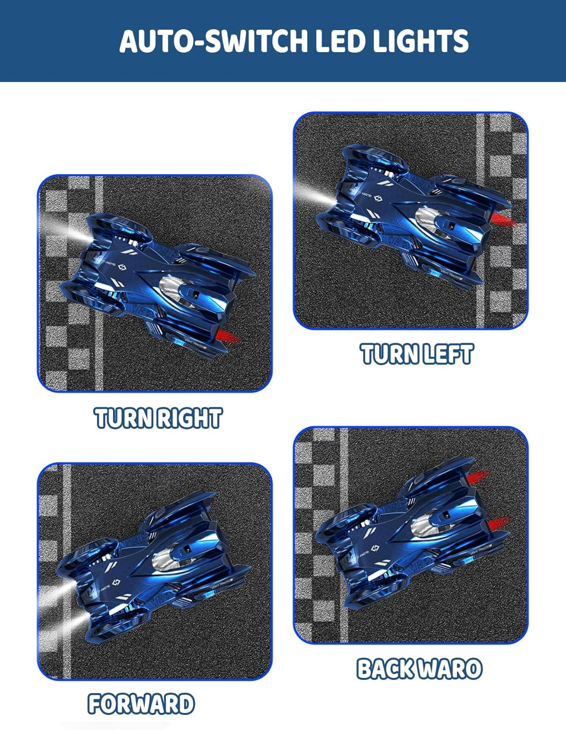 7JI Remote Control Car Wall Climbing Vehicle, 360&deg; Rotation Wall Climbing Car, Electric Zero Zero Gravity Drift RC Car with Cool Lights, Gift Kids Toys for Boys and Girls