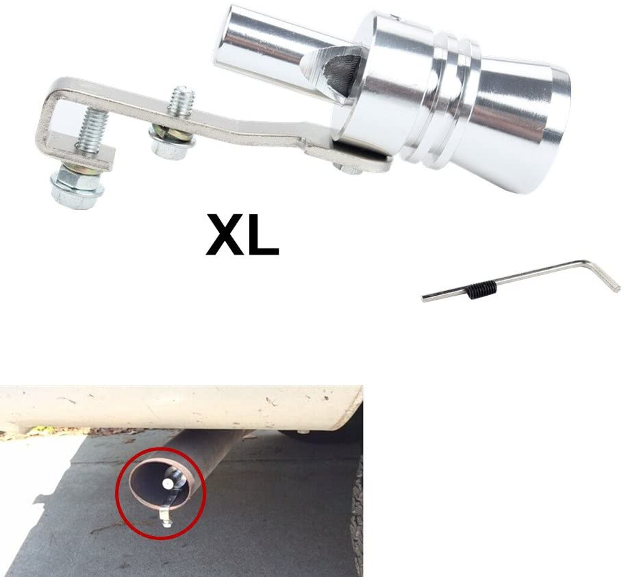 Dewhel Universal Aluminum Turbo Sound Exhaust Muffler Pipe Whistle Car Blow off Valve BOV Tip Simulator Whistler Size XL Silver image number 1