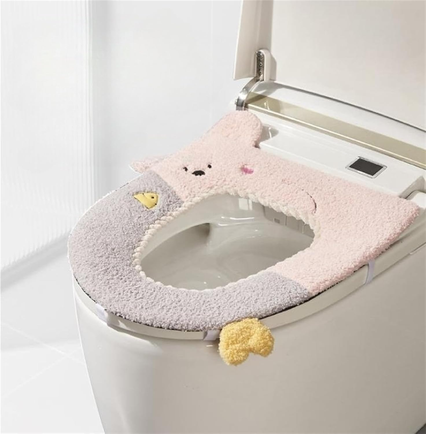 Thicken Toilet Seat Cover Cushion Pads Soft Warm Toilet Seat Covers Bathroom Toilet Seat Cover Mat Universal (Pink, One Size) image number 1