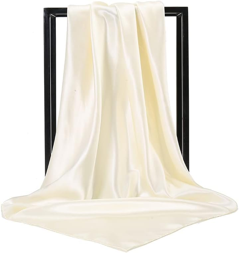 Silk Hair Head Scarf Satin Women'S Pure Color Headscarf Imitating Silk Monochrome Square Scarf Provides Chemotherapy Comfort and Supports Hair Regrowth image number 3