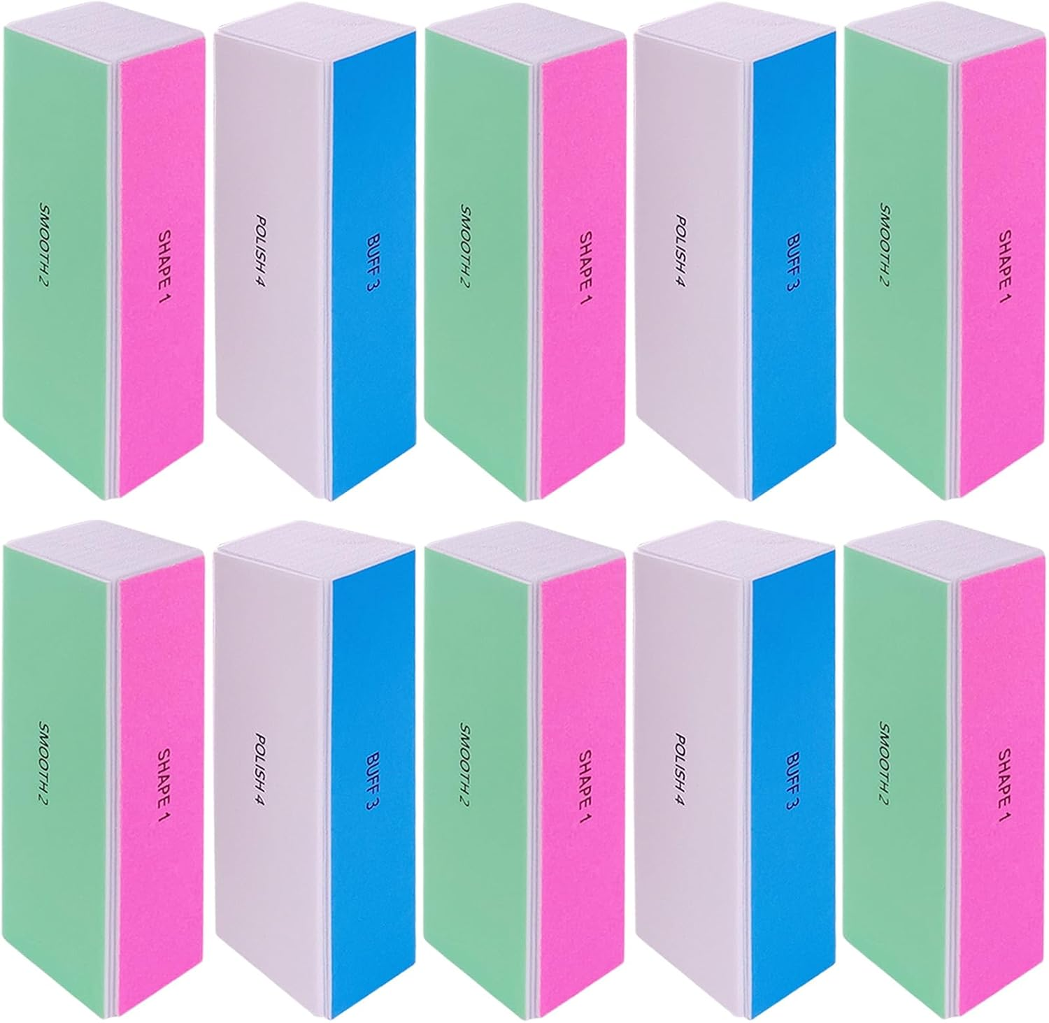 4 Way Nail Buffer Block (10 Pcs), Nail Shine Buffers Blocks Files for Natural and Acrylic Nails Smoother Buffing Block Polisher Fingernail File Buffer 120/240/600/3000 Grit for Buffing Shinning image number 3