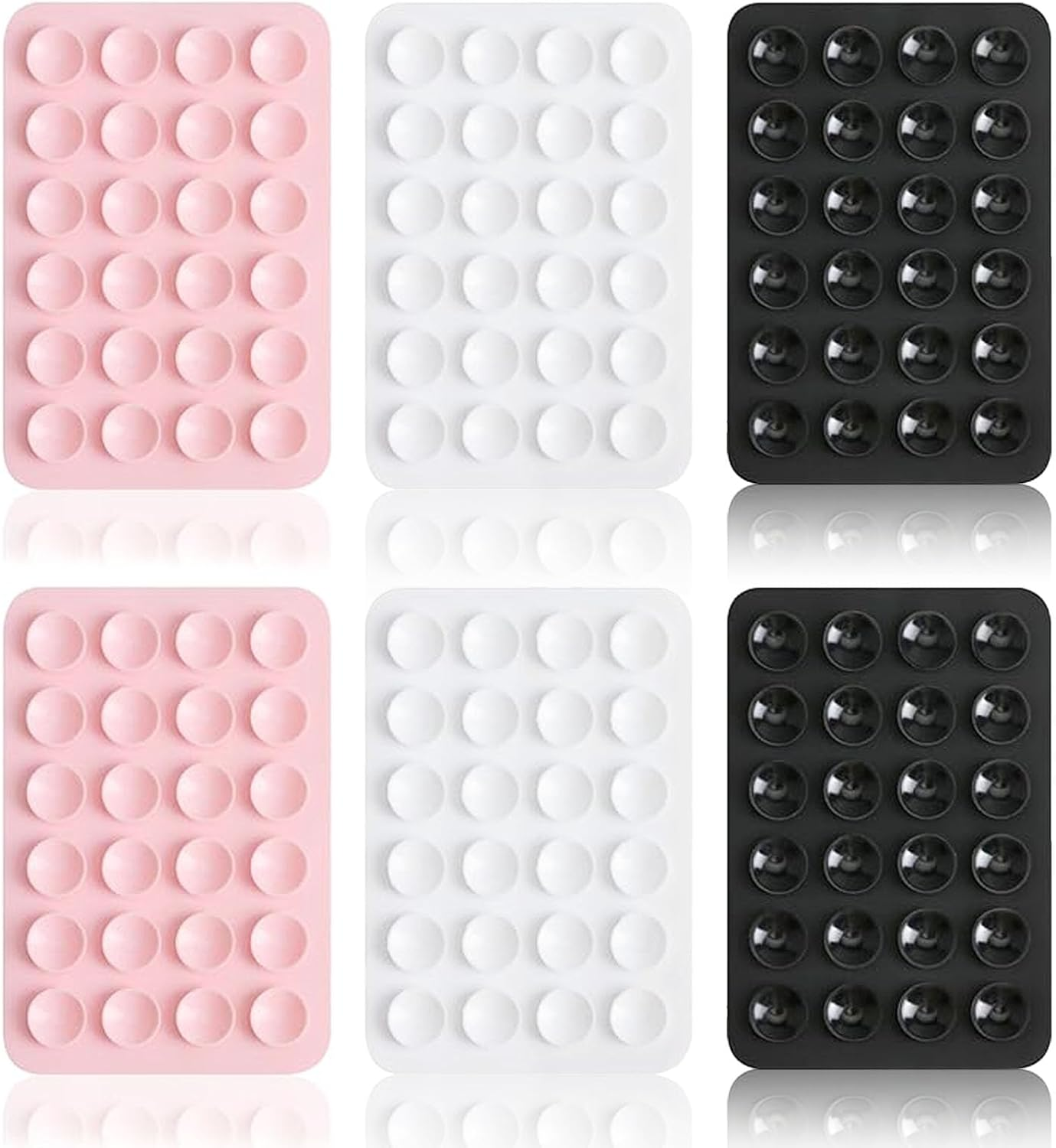 Zakora 6 PCS Phone Suction Pad,Sticky Phone Case for Wall,Suction Phone Holder,Sticky Phone Holder,Phone Case Suction Pad (White Pink Black)