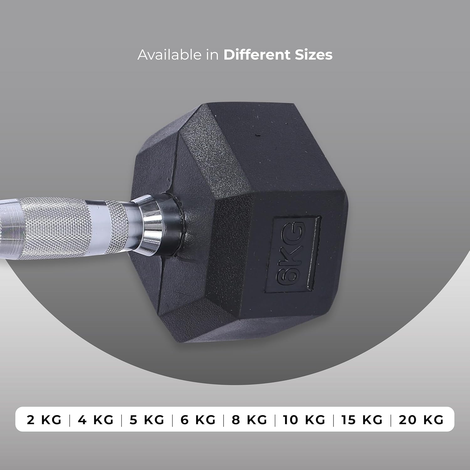 Endless Pair of Hexagon Rubber Coated Dumbbells | Black | Material: Iron and Rubber | Perfect for Bodybuilding, Fitness, Weight Lifting and Training at Home or Gym image number 3