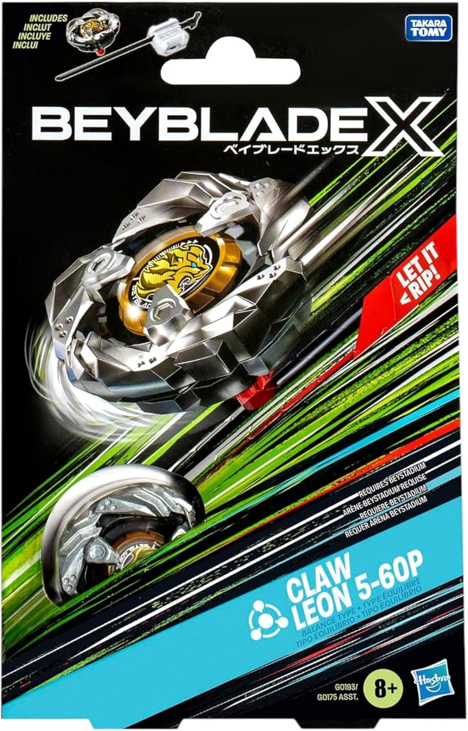 Beyblade X Claw Leon 5-60P Starter Pack Set with Balance Type Right-Spinning Top and Launcher; Battling Top Toys for 8 Year Old Boys and Girls image number 1