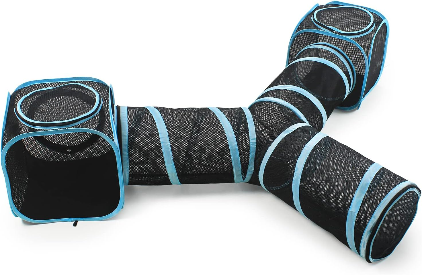 INTURN Cat Furniture Tent for Indoor and Outdoor Playpen Portable Tunnels, Kennel (2 Cube + 3-Way Tunnel),(It12787)