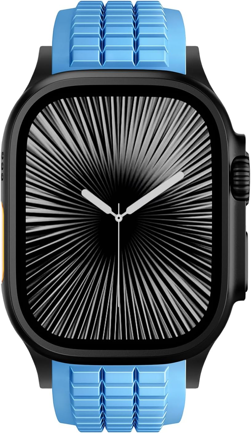 SEURE FKM Strap for Apple Watch Ultra 2/1 49 Mm, Series 10 46 Mm, Series 9/8/7 45 Mm, Series SE2/6/SE/5/4 44 Mm, Series 3/2/1 42 Mm Business Sport Fluororubber Wristbands Replacement Strap for Men image number 4