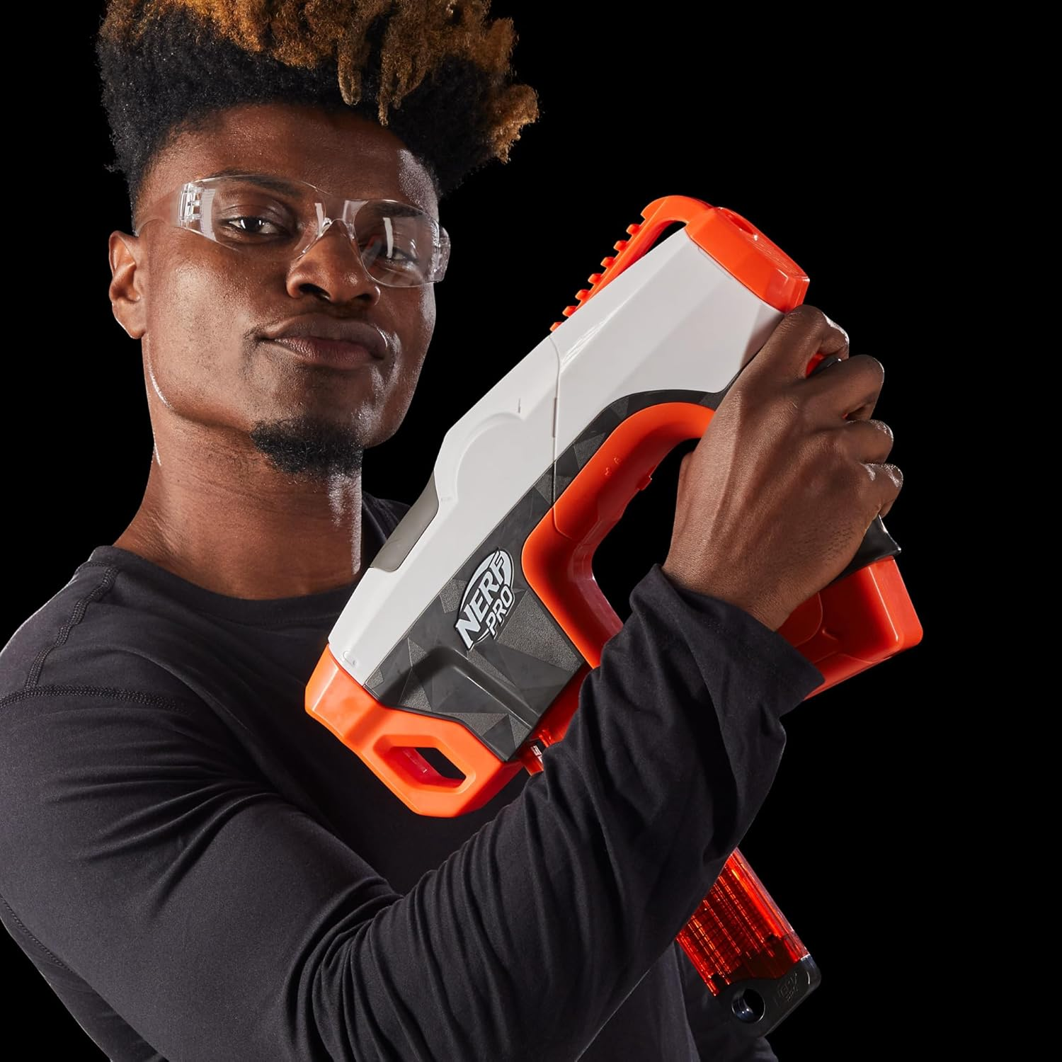 Nerf Pro Sender Half-Length Semi Automatic Dart Blaster, 150 FPS, 30 Nerf Pro Half-Length Darts, 15-Dart Magazine, Eyewear, Gifts for Teens, 14+ image number 2