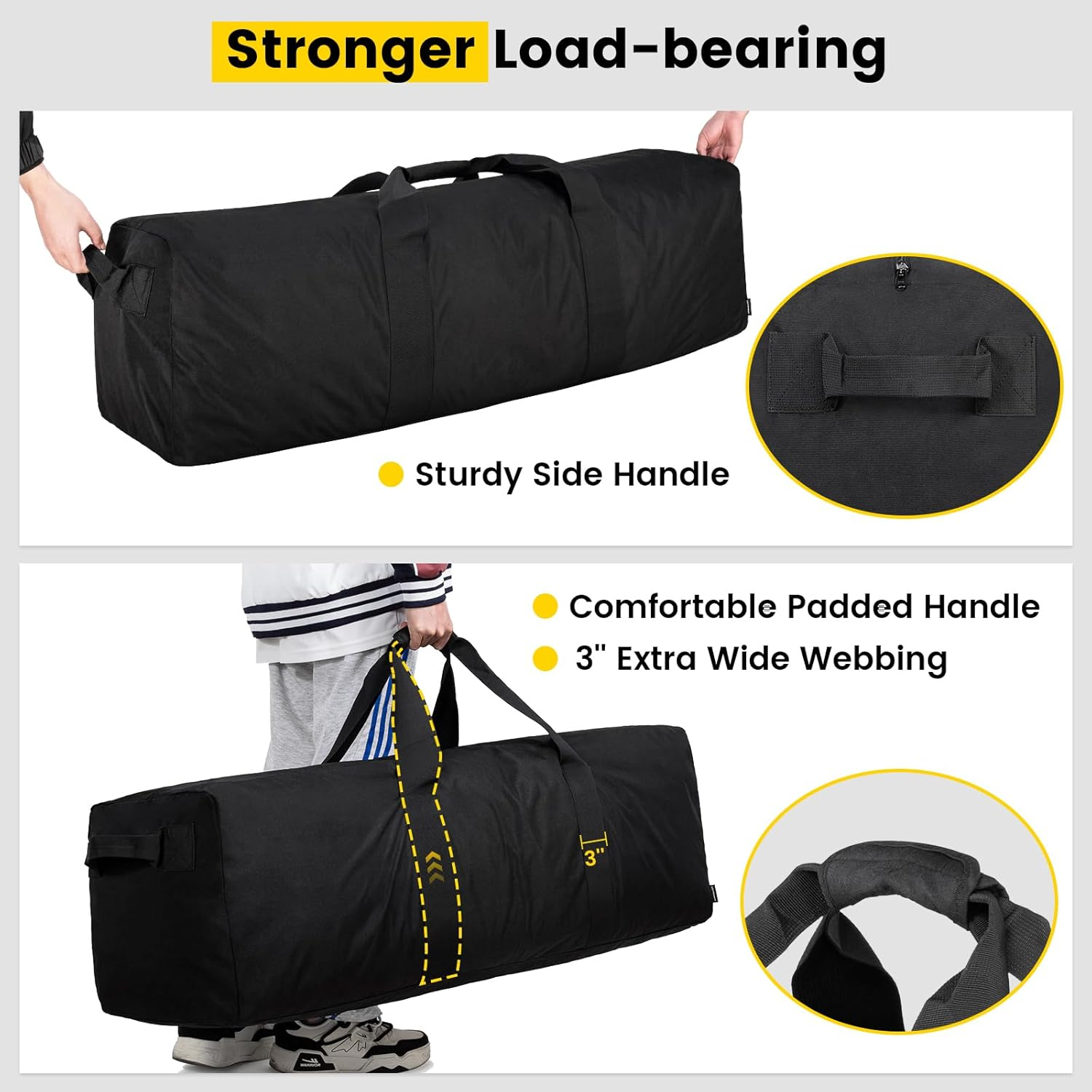 Vorspack Duffle Bag for Travel - 120L/180L Extra Large Duffel Bag for Men Foldable Camping Bag for Storage Weekender Bag Gear Bag for Overnight Tent Sports Moving, Black, 120L, Duffel, Black, 120L image number 1