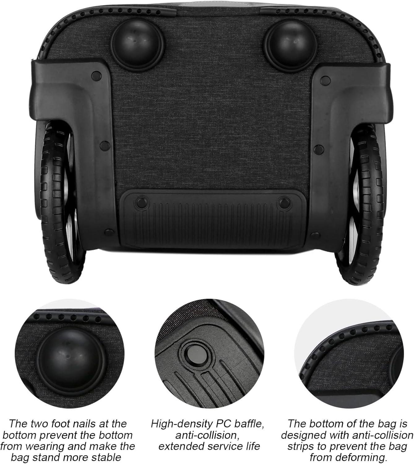 19 Inches Rolling Laptop Bag with Big Wheels, Carry on Strapless Travel Bag, Water Resistant Stylish, Stable Durable Quiet Wheels, Easy to Climbing up or down Stairs for Student Travel and Business image number 3