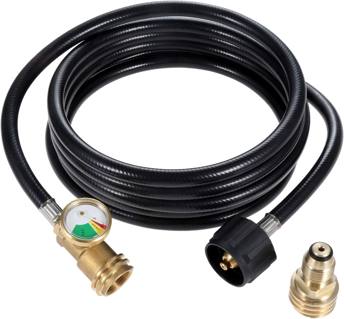 Dophee 12 FT Propane Tank Extension Hose - Universal Extension with Tank Adapter and Gauge, Leak Detector for Gas Grill, Heater and All Other Appliances image number 4