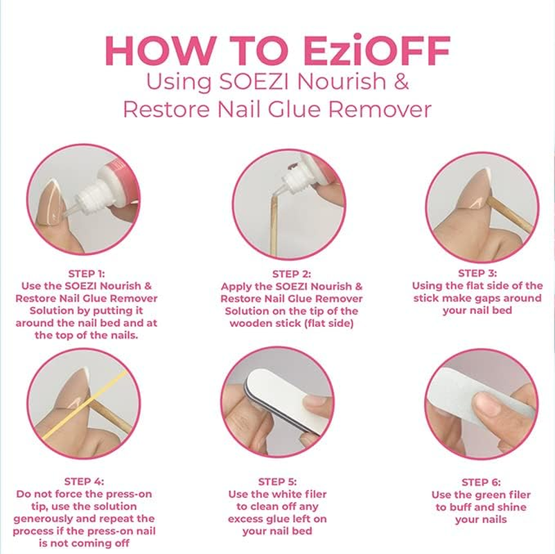 SOEZI Women'S Magic Dust Reusable SOEZI Press on Nails | Artificial False Nail Extension | Application Kit, Ezion | Ezioff Nourish & Restore Removal | Customisable (Oval_L) image number 3